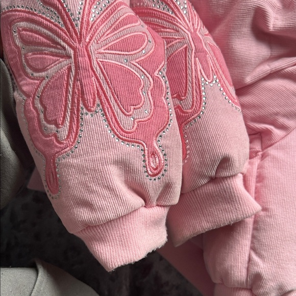 Dolls Kill Pink Butterfly Jacket with Fur Hood - Picture 4 of 5